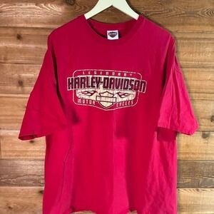 Y2K Harley Davidson red and white streetwear tee